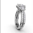Load and play video in Gallery viewer, Fana Three Stone Halo Large Round Center Diamond Engagement Ring
