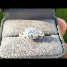 Load and play video in Gallery viewer, Simon G. Cushion Halo Vintage Style Floral Engagement Ring
