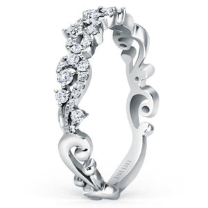 Kirk Kara White Gold "Angelique" Diamond Scroll Work Wedding Ring Angled Side View 