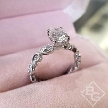 Load image into Gallery viewer, Kirk Kara &quot;Angelique&quot; Oval Cut Moissanite Center Scroll Work Engagement Ring
