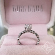Load image into Gallery viewer, Kirk Kara &quot;Angelique&quot; Oval Cut Moissanite Center Scroll Work Engagement Ring
