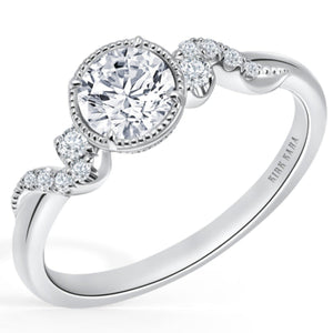 Kirk Kara "Angelique" Petite Scroll Halo Diamond Engagement Ring