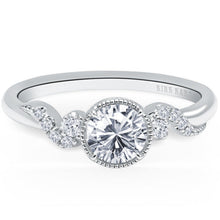 Load image into Gallery viewer, Kirk Kara &quot;Angelique&quot; Petite Scroll Halo Diamond Engagement Ring
