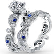 Load image into Gallery viewer, Kirk Kara &quot;Angelique&quot; Scroll Work Blue Sapphire Wedding Band
