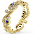 Load image into Gallery viewer, Kirk Kara &quot;Angelique&quot; Scroll Work Blue Sapphire Wedding Band
