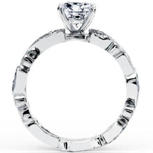 Load image into Gallery viewer, Kirk Kara White Gold &quot;Angelique&quot; Scroll Work Diamond Engagement Ring Side View
