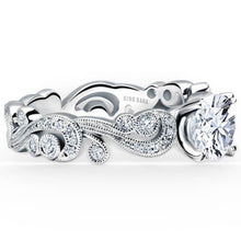 Load image into Gallery viewer, Kirk Kara White Gold &quot;Angelique&quot; Scroll Work Diamond Engagement Ring Side View
