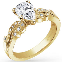 Load image into Gallery viewer, Kirk Kara &quot;Angelique&quot; Scroll Work Pear Cut Diamond Engagement Ring

