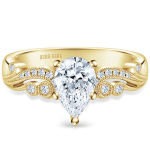 Kirk Kara "Angelique" Scroll Work Pear Cut Diamond Engagement Ring