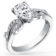 Load image into Gallery viewer, Kirk Kara White Gold &quot;Angelique&quot; Scroll Work Pear Cut Diamond Engagement Ring Angled Side View
