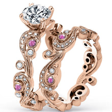 Load image into Gallery viewer, Kirk Kara &quot;Angelique&quot; Scrollwork Pink Sapphire Diamond Engagement Ring
