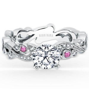 Kirk Kara "Angelique" Scrollwork Pink Sapphire Diamond Engagement Ring