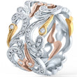 Load image into Gallery viewer, Kirk Kara &quot;Angelique&quot; Tri-Color Scrollwork Filigree Diamond Anniversary Ring
