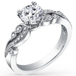Load image into Gallery viewer, Kirk Kara White Gold &quot;Angelique&quot; Vintage Diamond Engagement Ring Angled Side View
