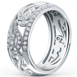 Kirk Kara "Angelique" Wide Domed Filigree Diamond Anniversary Ring