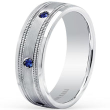 Load image into Gallery viewer, Kirk Kara White Gold &quot;Artin&quot; Blue Sapphire Bezel Set Wedding Band Angled Side View
