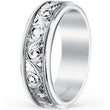 Load image into Gallery viewer, Kirk Kara White Gold &quot;Artin&quot; Scroll Work Hand Engraved Men&#39;s Wedding Band Angled Side View
