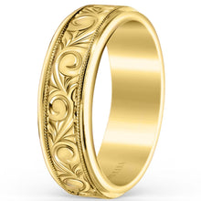 Load image into Gallery viewer, Kirk Kara &quot;Artin&quot; Scroll Work Hand Engraved Men&#39;s Wedding Band
