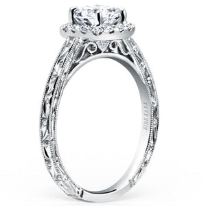 Kirk Kara "Carmella" Cushion Halo Round Cut Diamond Engagement Ring