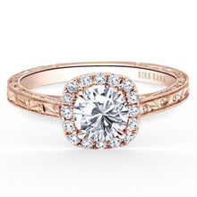 Load image into Gallery viewer, Kirk Kara &quot;Carmella&quot; Cushion Halo Round Cut Diamond Engagement Ring
