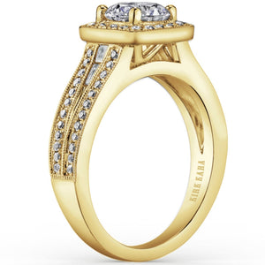Kirk Kara "Carmella" Cushion Halo Vintage Style Diamond Engagement Ring