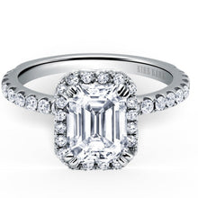 Load image into Gallery viewer, Kirk Kara &quot;Carmella&quot; Emerald Cut Halo Diamond Engagement Ring
