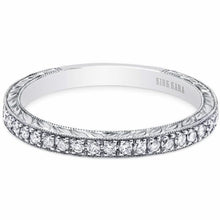 Load image into Gallery viewer, Kirk Kara White Gold &quot;Carmella&quot; Hand Engraved Diamond Wedding Band Front View
