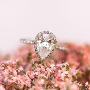 Kirk Kara "Carmella" Pear Cut Halo Diamond Engagement Ring