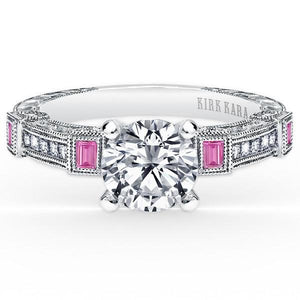 Kirk Kara "Carmella" Pink Sapphire and Diamond Bezel Set Engagement Ring