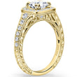 Load image into Gallery viewer, Kirk Kara Yellow Gold &quot;Carmella&quot; Round Cut Halo Diamond Engagement Ring Angled Side View

