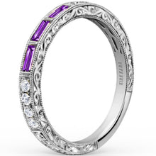 Load image into Gallery viewer, Kirk Kara &quot;Charlotte&quot; Amethyst Round Cut Diamond Wedding Band
