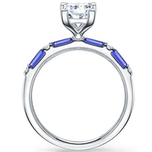 Load image into Gallery viewer, Kirk Kara &quot;Charlotte&quot; Baguette Cut Blue Sapphire Engagement Ring

