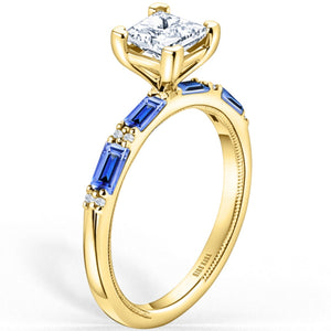 Kirk Kara "Charlotte" Baguette Cut Blue Sapphire Engagement Ring