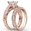 Load image into Gallery viewer, Kirk Kara Rose Gold &quot;Charlotte&quot; Baguette Cut Diamond Engagement Ring Set Angled Side View
