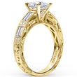 Load image into Gallery viewer, Kirk Kara Yellow Gold &quot;Charlotte&quot; Baguette Cut Diamond Engagement Ring Angled Side View
