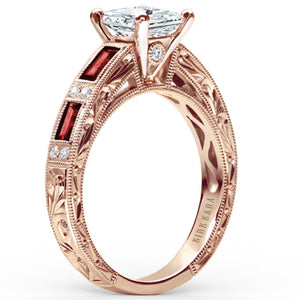 Kirk Kara "Charlotte" Baguette Cut Red Ruby Diamond Engagement Ring