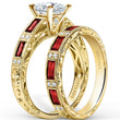 Load image into Gallery viewer, Kirk Kara &quot;Charlotte&quot; Baguette Cut Red Ruby Diamond Engagement Ring
