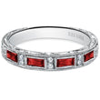 Load image into Gallery viewer, Kirk Kara White Gold &quot;Charlotte&quot; Baguette Cut Red Ruby Diamond Wedding Band Front View
