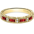 Load image into Gallery viewer, Kirk Kara &quot;Charlotte&quot; Baguette Cut Red Ruby Diamond Wedding Band
