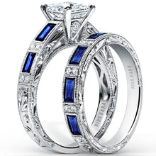 Load image into Gallery viewer, Kirk Kara &quot;Charlotte&quot; Blue Sapphire Baguette Cut Diamond Wedding Band
