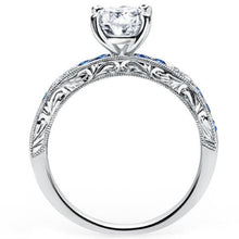Load image into Gallery viewer, Kirk Kara White Gold &quot;Charlotte&quot; Blue Sapphire Diamond Engagement Ring Side View
