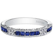 Load image into Gallery viewer, Kirk Kara White Gold &quot;Charlotte&quot; Blue Sapphire Diamond Wedding Band Front View

