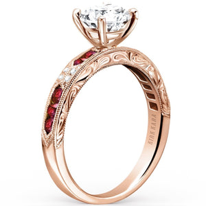 Kirk Kara "Charlotte" Channel Set Red Ruby Engagement Ring