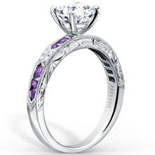 Load image into Gallery viewer, Kirk Kara &quot;Charlotte&quot; Emerald Cut Amethyst &amp; Diamond Engagement Ring

