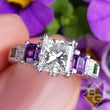 Load image into Gallery viewer, Kirk Kara &quot;Charlotte&quot; Emerald Cut Amethyst &amp; Green Tsavorite Diamond Engagement Ring

