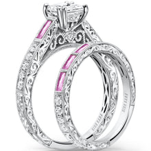 Load image into Gallery viewer, Kirk Kara &quot;Charlotte&quot; Engraved Pink Sapphire &amp; Diamond Engagement Ring
