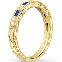 Load image into Gallery viewer, Kirk Kara &quot;Charlotte&quot; Five Stone Blue Sapphire Baguette Cut Wedding Band
