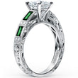 Load image into Gallery viewer, Kirk Kara White Gold &quot;Charlotte&quot; Green Tsavorite Diamond Engagement Ring Angled Side View
