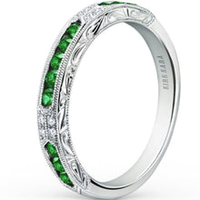Load image into Gallery viewer, Kirk Kara &quot;Charlotte&quot; Green Tsavorite &amp; Diamond Wedding Band
