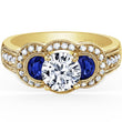Load image into Gallery viewer, Kirk Kara &quot;Charlotte&quot; Half Moon Cut Sapphire &amp; Three Stone Diamond Engagement Ring
